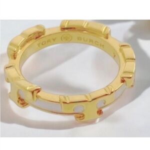 Tory Burch Gold and White Ring. Size 7. 3/4. NWT